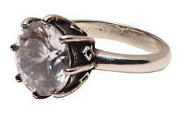 Engaging Huge Clear CZ Solitaire 925 Fine Sterling Silver Ring Femme Metale 5-9 - £131.89 GBP