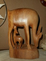 Besmo Hand Carved Wooden Nursing Mom Antelope Gazelle Made in KENYA 1960 - £20.88 GBP