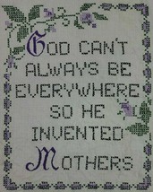 Mom Sampler Embroidery Linen Finished Floral God Religious Motto Multi Color Vtg - £14.34 GBP