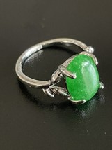 Green Jade S925 Silver Men Woman Ring Size 9 - $14.85