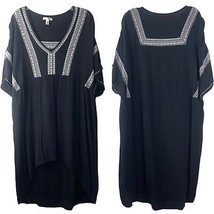 Amuse Society Black Crepe Hi Low Bathing Suit Cover Up w/ White Embroidery Sz Sm - £34.79 GBP