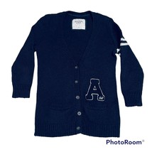 Abercrombie &amp; Fitch Navy Letterman Sweater size Medium - £15.98 GBP