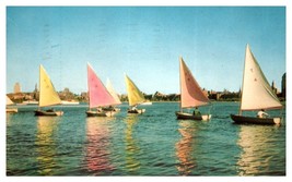 Sailing on the Charles River in Boston Massachusetts Sail Boat Postcard  1956 - £7.87 GBP