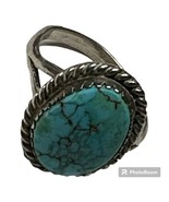 Vintage Reconstituted Turquoise and Sterling Silver Ring Size8 - $1,024.18 MXN