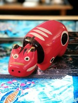 Akabeko Japanese Red Cow Folk Toy Paper Mache Old Handmade  Local Toy Bo... - $34.19