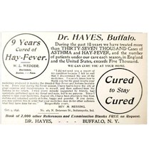 Dr Hayes Allergy Buffalo NY 1897 Advertisement Victorian Quack Medicine ... - $368.12 MXN