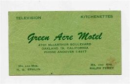 Green Acre Motel Ad Card MacArthur Blvd Oakland California 1940's - $9.90