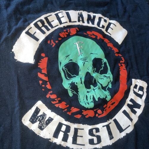Freelance Wrestling Shirt  Men Sz XL Graphic T Shirt Black Skull Outlaw Item image 9