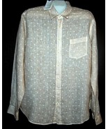 120% Lino Men&#39;s Beige Polka Dot Linen Styled Italy Casual Shirt  Size 3XL - £119.24 GBP