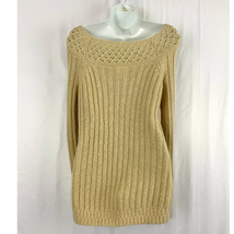 Ann Taylor LOFT Boat Neck Cable Knit Sweater SMALL Camel Tan Mohair Blend - £12.73 GBP