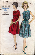 Vintage Vogue 5574 One Piece Pleated Dress.1962 - $15.00
