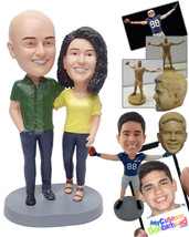 Personalized Bobblehead Good looking couple wearing shirts and pants and nice sh - £124.69 GBP