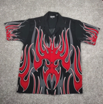 Dragonfly Hawaiian Shirt Men Med Red Flame Tribal Biker Tattoo Camp Beach - £19.92 GBP