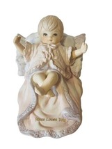 Lefton Victorian Figurine Sculpture vtg antique Japan porcelain Baby Jesus Loves - £31.54 GBP