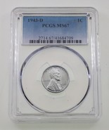 1943-D 1C Lincoln Steel Cent Graded by PCGS as MS67 - £136.88 GBP