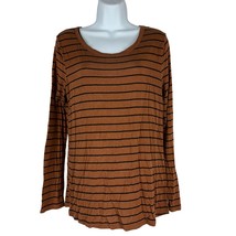 24/7 by Maurices Womens SIze M Brown Black Striped Long Sleeve Shirt - £10.98 GBP