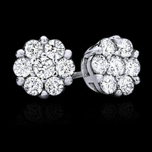 0.40 CT Rundschliff Moissanit Blume Ohrstecker 14K Weiß Vergoldet Silber - $57.42