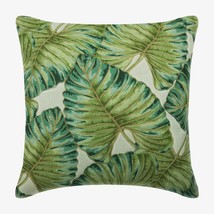 16&quot;x16&quot; Leaf Zardosi Embroidery Green Cotton Pillow Cover�Sofa - Tropical Breeze - £20.86 GBP+