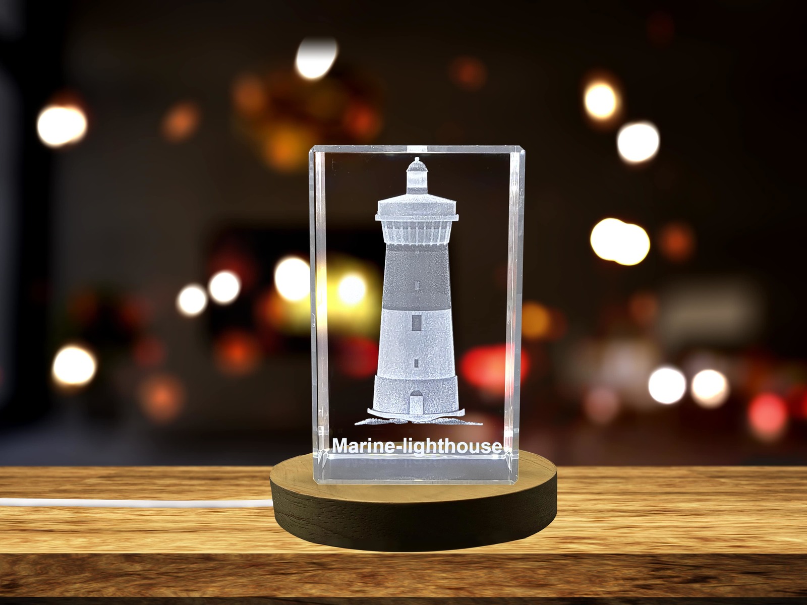 LED Base included | A Beacon of Hope | Marine lighthouse 3d engraved crystal