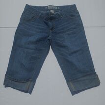 Mossimo Medium wash Cuffed Crop Denim Blue Jeans Size 11 Fit 6 - $8.39