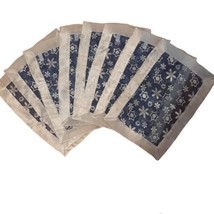 8 Cobalt Blue and Silver Snowflake Placemats New Sheer - $28.04