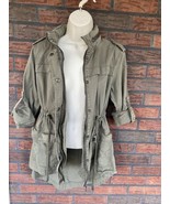 Anorak Style Jacket Sz 4 Lightweight Coat Full Zip Drawstring Waist Hidd... - £14.13 GBP