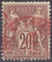 ZAYIX France 70 Used 20c red brn straw Peace &amp; Commerce 051023S179 - £11.19 GBP