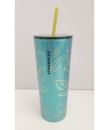 STARBUCKS 2022 SPRING TEAL FLORAL STAINLESS STEEL COLD CUP TUMBLER W/lid... - £19.37 GBP