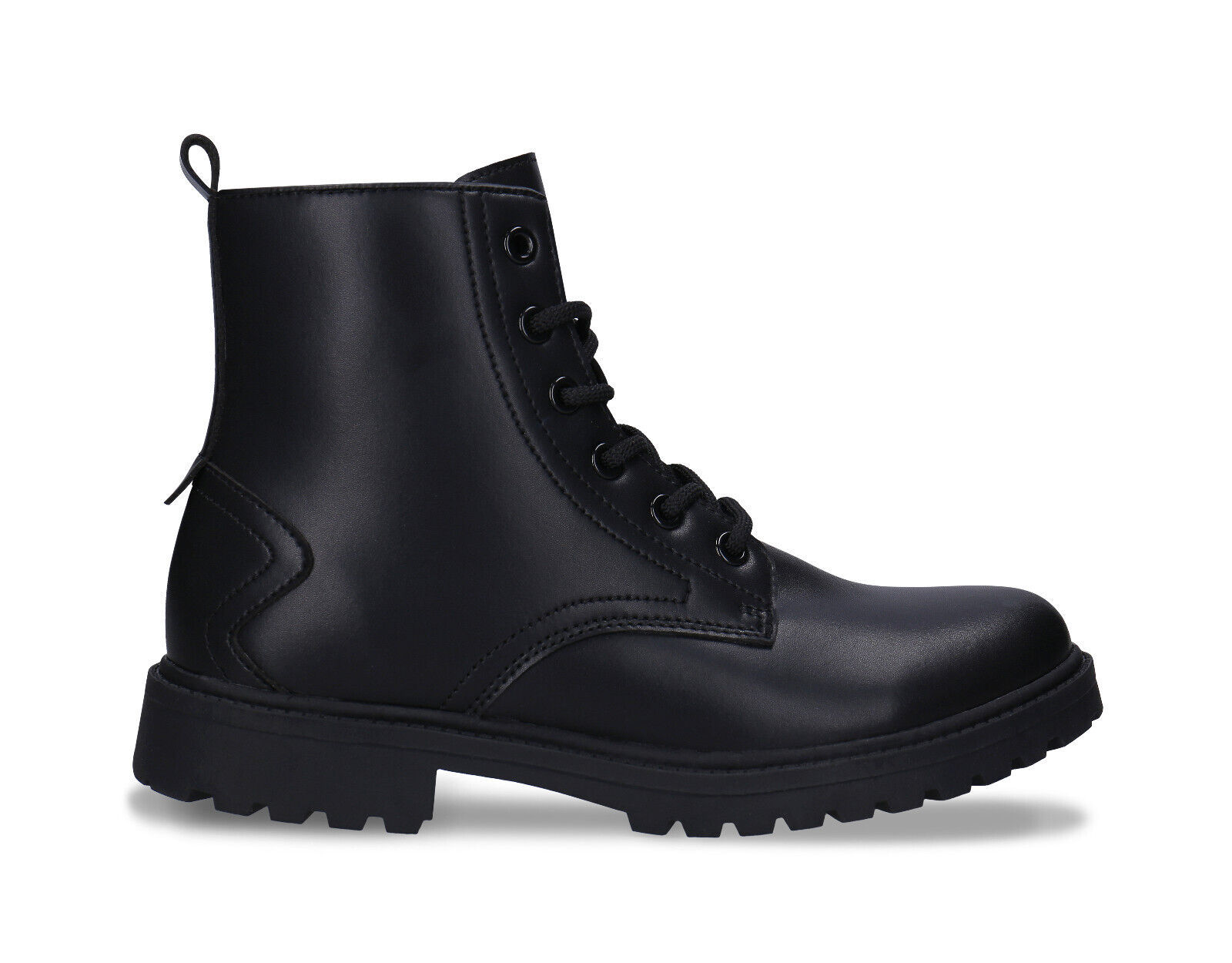 Unisex biker boots black vegan leather with zipper warm confident style flat