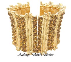 Anthony David Gold &amp; Bronze Austrian Crystal Cuff Bracelet - £23.18 GBP