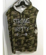 Women’s Sleeveless Camo Drawstring Hoodie Size Large Strong &amp; Pretty New - €11,79 EUR