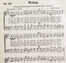 1883 Gospel Hymn Waiting Sheet Music Victorian Church Religious ADBN1hhh - $14.99