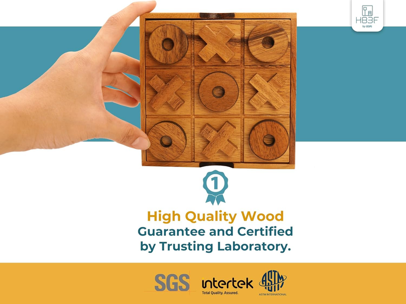 Wooden Tic Tac Toe Game - Brain Teaser Puzzles for Adults and Unique Gifts for K Item image 2