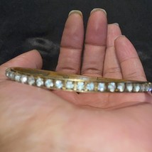 Y2k Crystal Embellished Brass Tone Metal Bangle Bracelet - £6.15 GBP