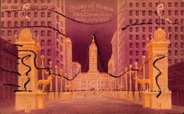 Embossed POSTCARD-COURT Of HONOR-ELKS CONVENTION,1907 PHILA.-GLITTER ACCENT- Auc - £0.99 GBP