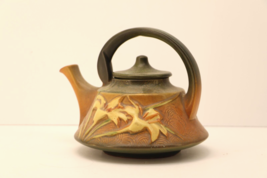 Roseville Pottery Zephyr Lily Brown Teapot and Lid 1946 - £115.45 GBP