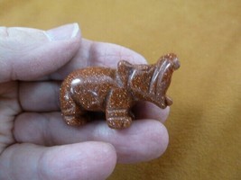 (Y-HIP-583) orange Goldstone HIPPO Hippopotamus Gemstone figurine gem hi... - $18.69