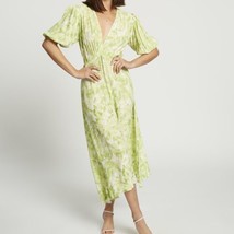 Faithfull The Brand Vittoria Chartreuse Lime Green Tie Dye Dress Size 6 - £78.65 GBP