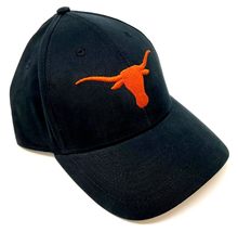 National Cap MVP Texas Longhorns Mascot Logo Black Curved Bill Adjustable Hat - £20.76 GBP