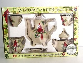 Winter Garden 9 Pc. Tea Set Cardinal Holly by Lily Creek New - £30.79 GBP