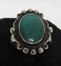 Vintage Bell Trading Post Sterling Silver Turquoise Band Sz 8 Ring 5.4g - $24.74