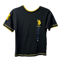 U.S. Polo Assn Boys Sweater Black Yellow Short Sleeve Crew Neck Monogram 5/6 New - £10.67 GBP