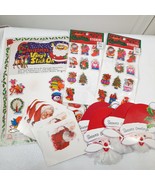 Vintage Christmas puffy sticker set &amp; paper hang gift tags vinyl stick o... - $5.00
