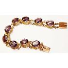 Fantastic c.1900 Hallmarked 14K gold and real large purple sapphires bra... - $1,352.05