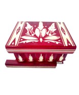 Small 4” Size Wooden Puzzle Jewelry Box with Hidden Compartment &amp; Key St... - £23.69 GBP