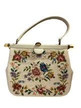 Medium Size Floral Petit Point Women Handbag - £58.56 GBP