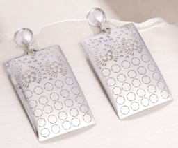 925 Sterling Silver Jali Pattern Dangle Drop Solid Earrings Jewelry For ... - $1,233.55 MXN