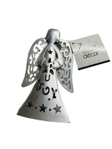 Silver Toned/Metal Angel Ornament Joy 5x5x3Inches-Greenbrier - £6.61 GBP