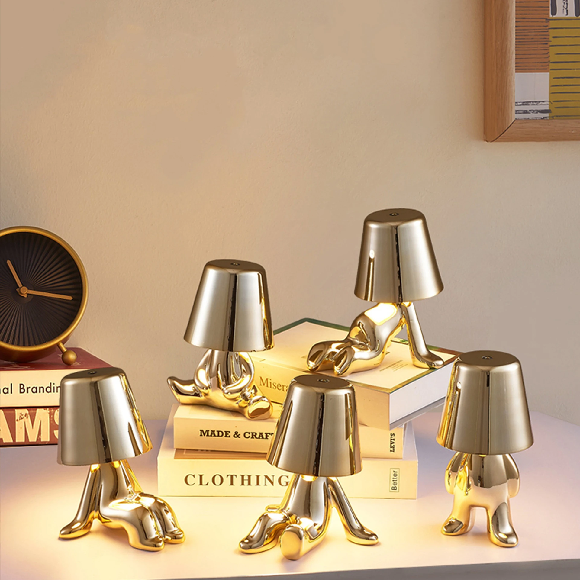 Little Golden Man Table Lamp Bedroom Touch Bedside Atmosphere Night ligh... - £37.26 GBP+