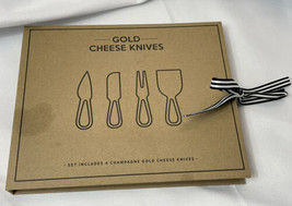 Santa Barbara Design Studio Gold Cheese Knives Gift Set Box Has Spot Front &amp;Back - £14.70 GBP